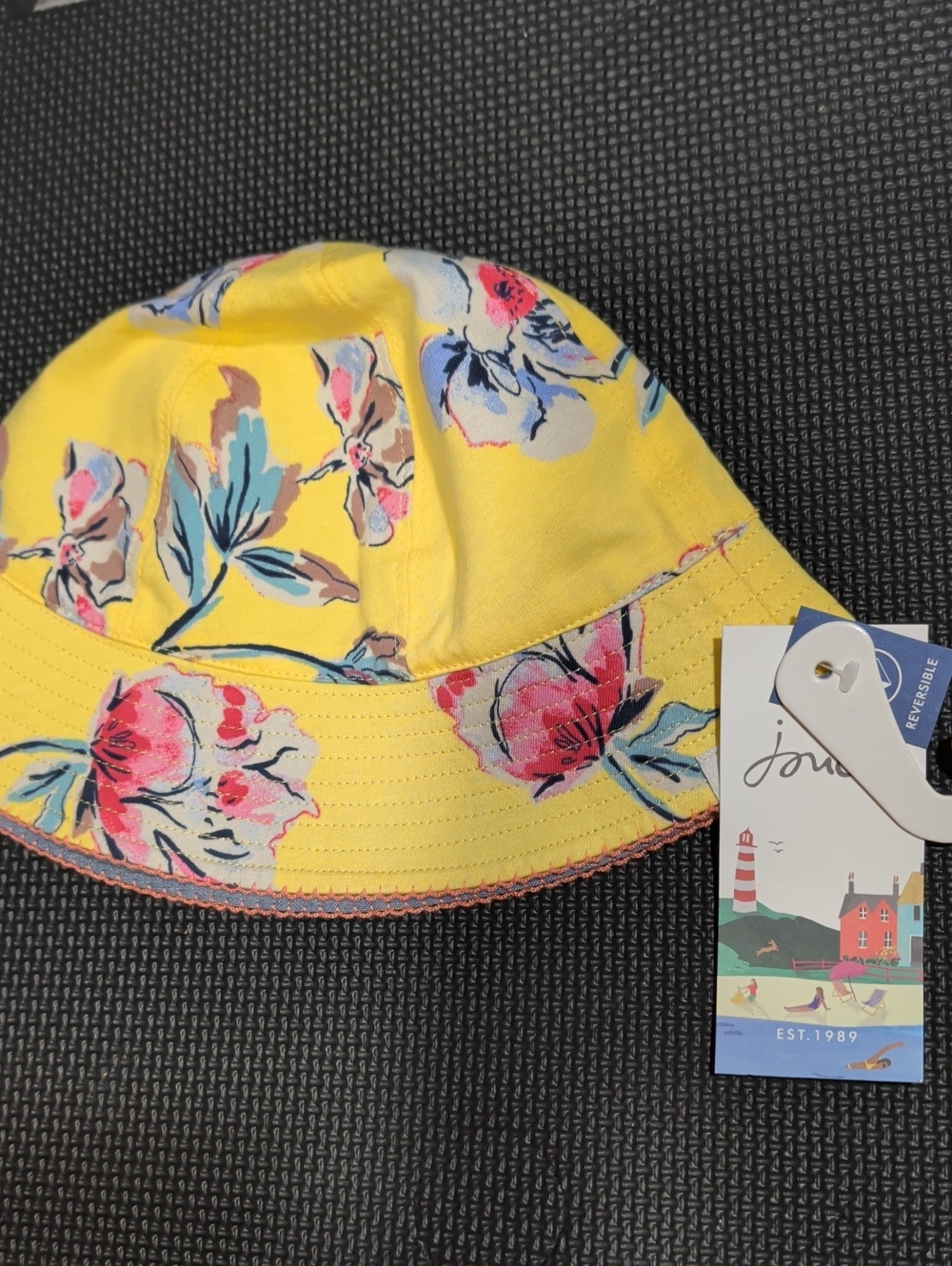 Joules Yellow Floral Kids Bucket Hat